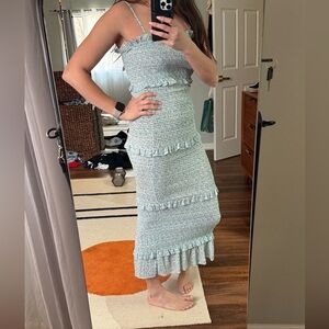 VICI Chic Blue Ruffle Midi Dress Large